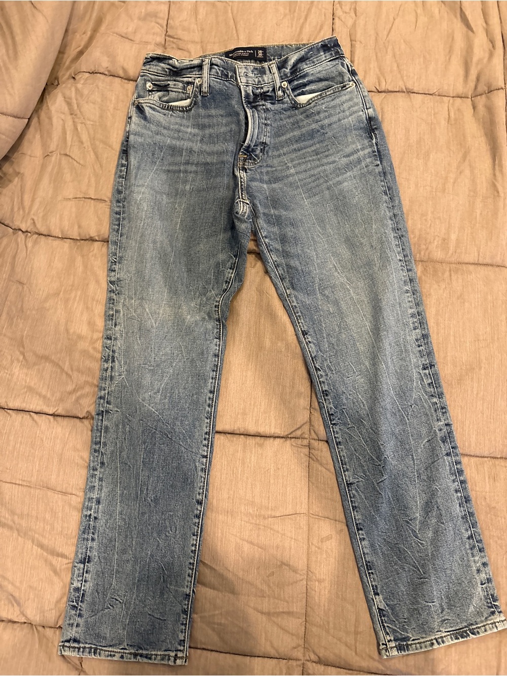 Abercrombie & Fitch Men's Straight Jeans in Light Blue Fade